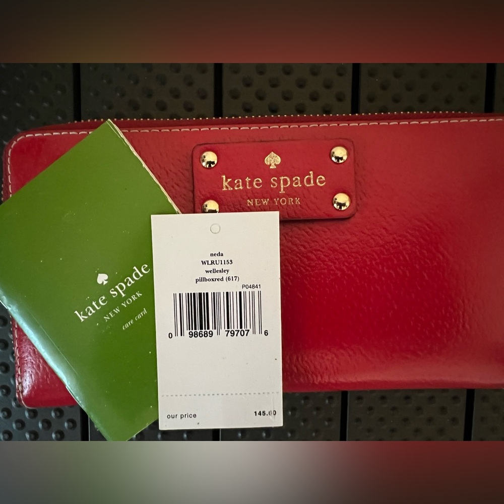 Kate Spade Vibrant Red Wallet with Gold Details